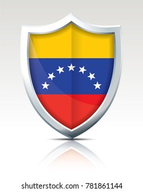 Shield with Flag of Venezuela - vector illustration