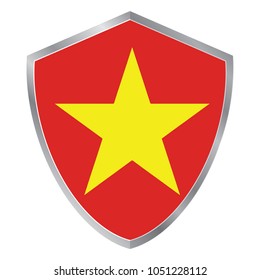 Shield with Flag of Vietnam. asia. vector illustration. white background vector. eps10.