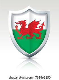 Shield with Flag of Wales - vector illustration