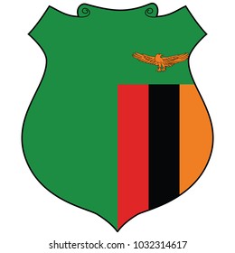 Shield with Flag of Zambia - vector illustration