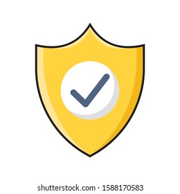 shield flat color line icon 