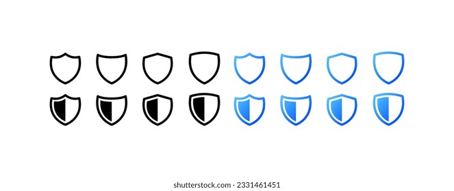 Shield. Flat, colored, protection icon, security, reliability, privacy, anonymity, firewall, antivirus, immunity. Vector icons.
