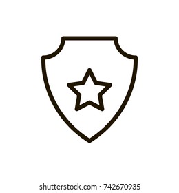 Shield flat icon. Single high quality outline symbol of security for web design or mobile app. Thin line signs of protection for design logo, visit card, etc. Outline pictogram of safety