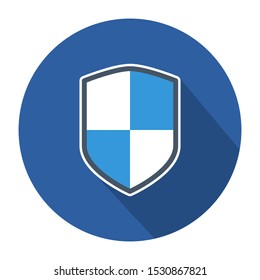 Shield Flat Icon Vector With Blue Background