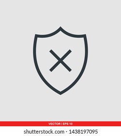 Shield flat icon, vector illustration on gray background