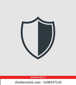 Shield flat icon, vector illustration on gray background