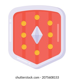 Escudo en icono de estilo plano, vector editable 