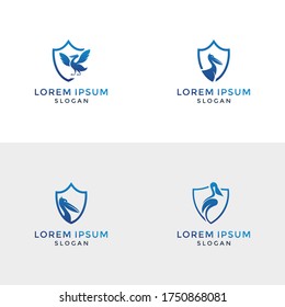 shield Flaying Pelican logo Template. Pelican vector design,eps 10