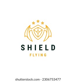 Shield flying logo icon design template flat vector