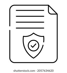 Escudo con papel plegado, icono de documento seguro
