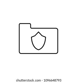 shield in folder icon. Element of cyber security icon for mobile concept and web apps. Thin line shield in folder icon can be used for web and mobile on white background