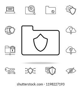shield in folder icon. Virus antivirus icons universal set for web and mobile