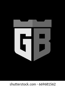 shield fortress initial G B logo vector