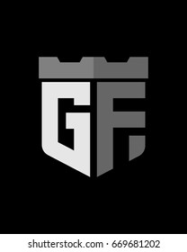 shield fortress initial G F logo vector