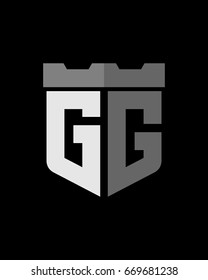 shield fortress initial G G logo vector