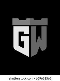 shield fortress initial G W logo vector
