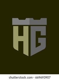 shield fortress initial H G logo vector