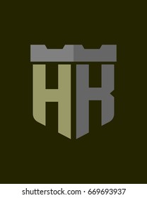 shield fortress initial H K logo vector