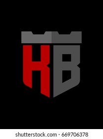 shield fortress initial K B logo vector