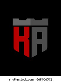 shield fortress initial K A logo vector