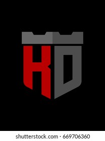 shield fortress initial K O logo vector