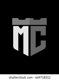 shield fortress initial M C logo vector
