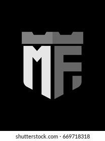 shield fortress initial M F logo vector