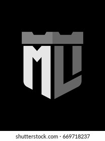 shield fortress initial M L logo vector