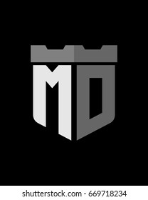 shield fortress initial M O logo vector