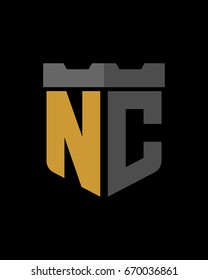 shield fortress initial N C logo vector