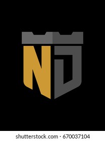 shield fortress initial N D logo vector