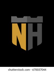 shield fortress initial N H logo vector