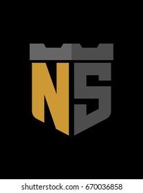 shield fortress initial N S logo vector