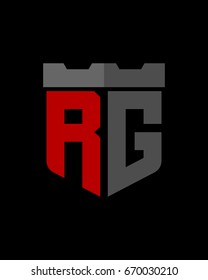 shield fortress initial R G logo vector