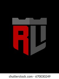 shield fortress initial R L logo vector