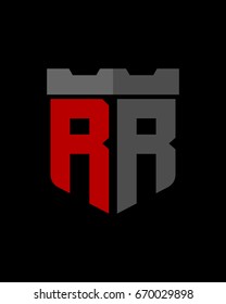 shield fortress initial R R logo vector