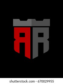 shield fortress initial R R logo vector 2
