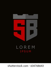 shield fortress initial S B logo vector