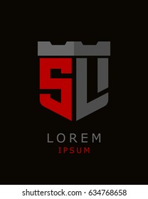 shield fortress initial S L logo vector