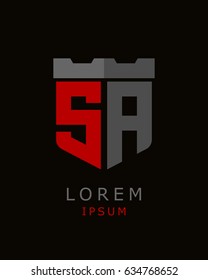 shield fortress initial S A logo vector