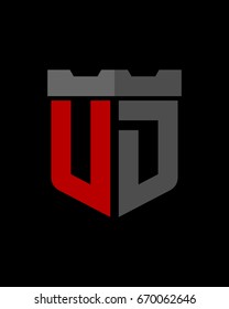 shield fortress initial U D logo vector