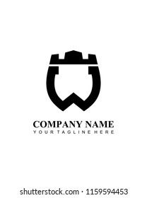 Shield fortress initial W logo vector
