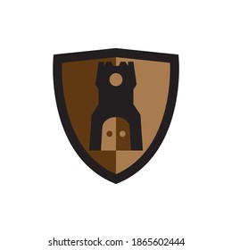 vector de diseño del logotipo Escudo con fortaleza