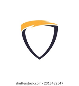 Shield frame logo with thunder flash decoration