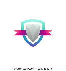 Shield frame with ribbon emblem badge logo template ready for use
