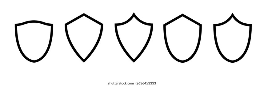 Conjunto de quadros de blindagem. Sinais de escudo de coleção. Ícones de estrutura de tópicos vazios. Vetor