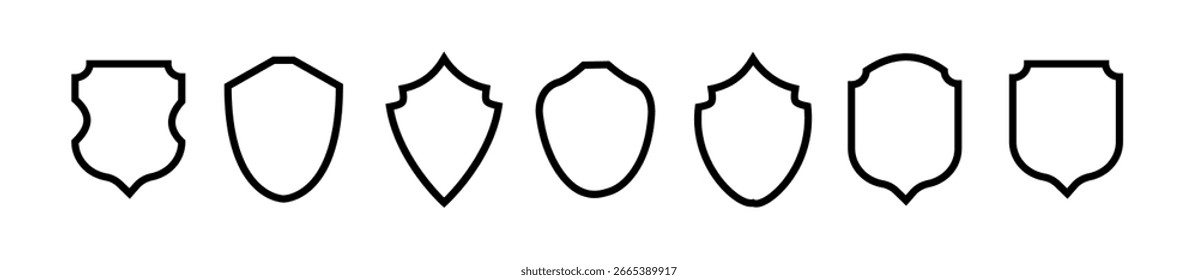 Conjunto de quadros de blindagem. Sinais de escudo de coleção. Ícones de estrutura de tópicos vazios. Vetor