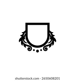 Logotipo do vetor do quadro do escudo com espaço em branco e ornamento gravado