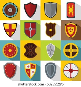 Shield frames icons set. Flat illustration of 16 Shield frames vector icons for web