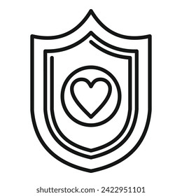 Shield of friendship icon outline vector. Charity care. Offer shake people